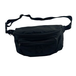 Vintage 80s Pro Spirit Black Canvas Fanny Pack Waist Belt Bag Hip Pack Grunge